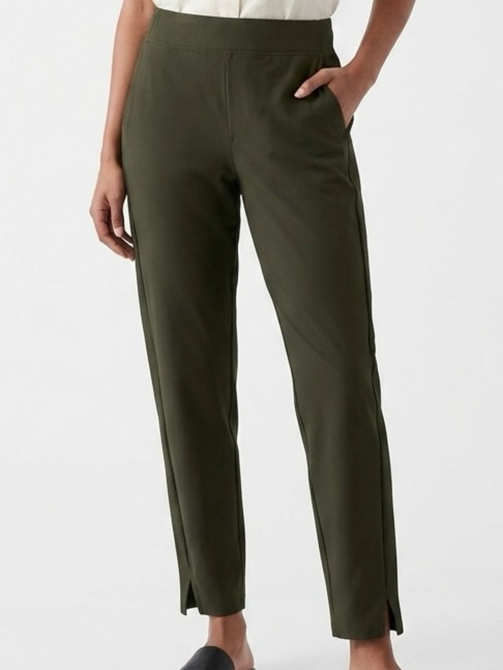 Quince Performance Tech Ankle Pant S Dark Olive Green Commuter Athleisure Travel